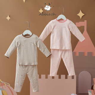 Bộ quần nỉ dài tay sơ sinh cài vai kẻ sọc giữ nhiệt ABBIEOH họa tiết gấu cho bé 0-3 tuổi BO105 AW19 BO677