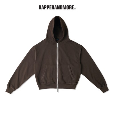 Áo Khoác Hoodie DAPPERANDMORE Form ''BOXY UNIFORM ZIPPED HOODIE" Vải Nỉ Chân Cua 100% Cotton 450GSM - Nâu