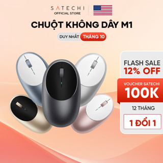 [THƯƠNG HIỆU MỸ] SATECHI Chuột không dây bluetooth M1 (Màu Xám/Bạc) - BẢO HÀNH 1 NĂM