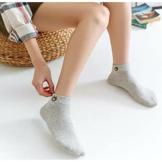 Set 10 Đôi Tất Gấu, Vớ Cotton Mềm Cổ Thấp Màu Trơn Dễ Phối Đồ Thời Trang Cho Nữ