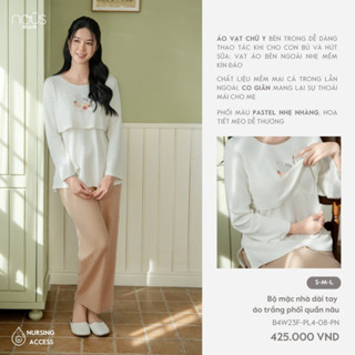  Nous Homewear Bộ quần áo nous mom sau sinh và bộ mặc nhà cho mẹ set đồ bầu mặc tại nhà phối màu sắc in họa tiết cho mẹ 