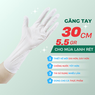 Găng Tay Cao Su Thế Hệ Mới Dài Hơn, Dày Hơn, Rửa Bát, Chống Nước, Không Mùi, Siêu Dai, 30cm