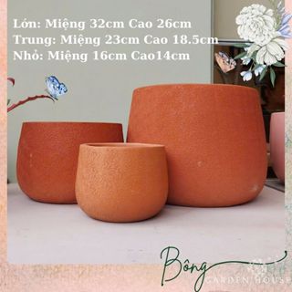Chậu trồng cây, chậu đất nung nồi bầu size lớn mẫu hoa cúc và loang màu Bông Garden House