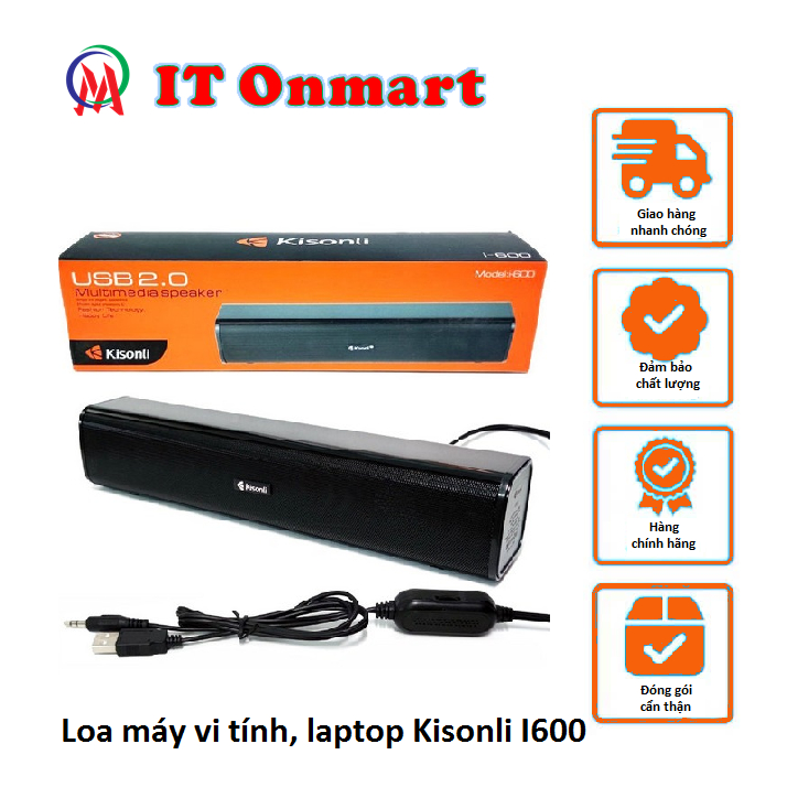 Loa Kisonli I600 nghe nhạc nhỏ gọn thiết kế sang trọng dùng cho PC, Laptop có Bluetooth