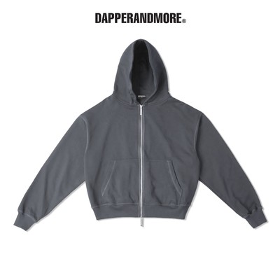 Áo Khoác Hoodie DAPPERANDMORE Form ''BOXY UNIFORM ZIPPED HOODIE'' Vải Nỉ Chân Cua 100% Cotton 450GSM - Xám