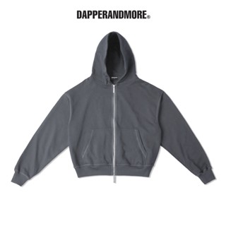 Áo Khoác Hoodie DAPPERANDMORE Form Boxy Uniform Zipped Vải Nỉ Chân Cua 100% Cotton 450GSM - Grey