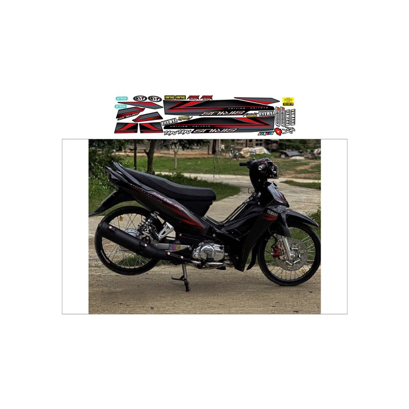 decal dán xe sirius mẫu chế sirius zin đỏ đen