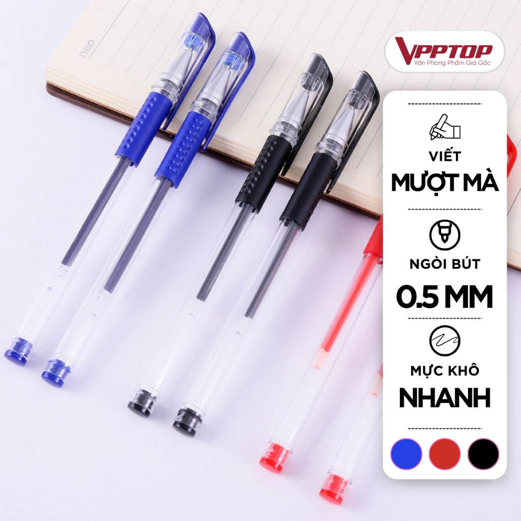 Bút bi nước viết êm tay mực ra đều không lem, Bút bi đen xanh đỏ văn phòng phẩm tiêu chuẩn kép BG01
