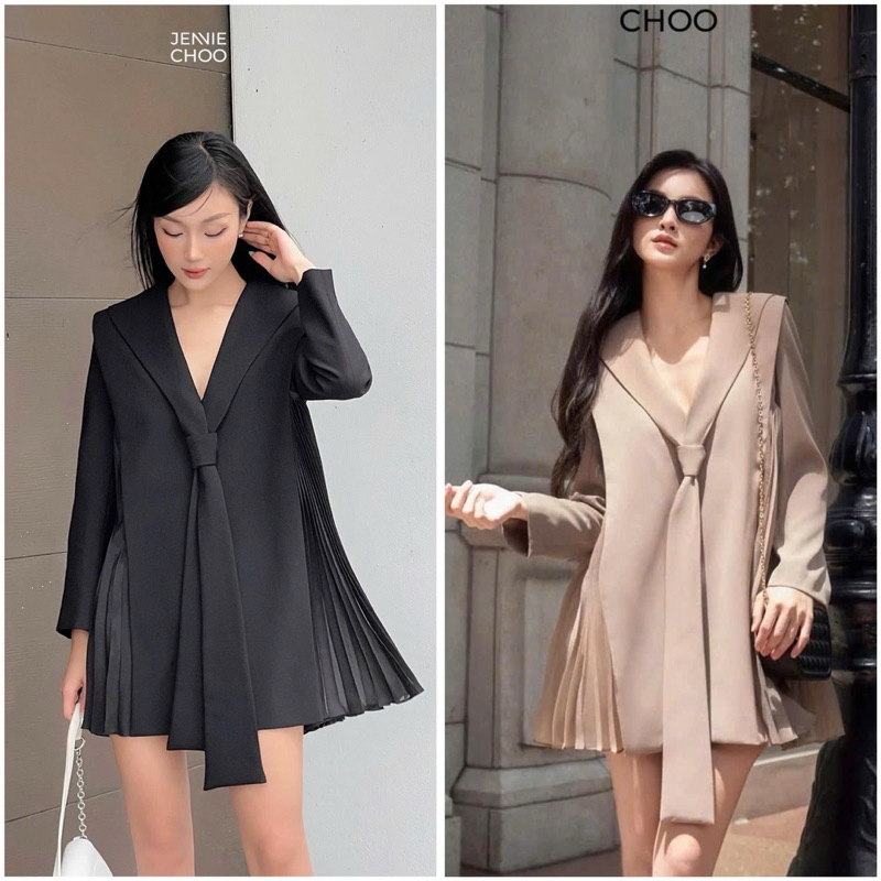 Váy cà vạt dập li xịn xò dã man bầu bí bon chen thoải mái phù hợp mặc đi làm đi chơi