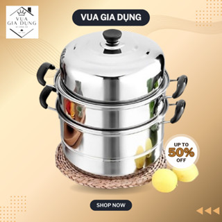 Nồi hấp 3 tầng, nồi luộc gà, hấp bánh inox có kèm xửng hấp