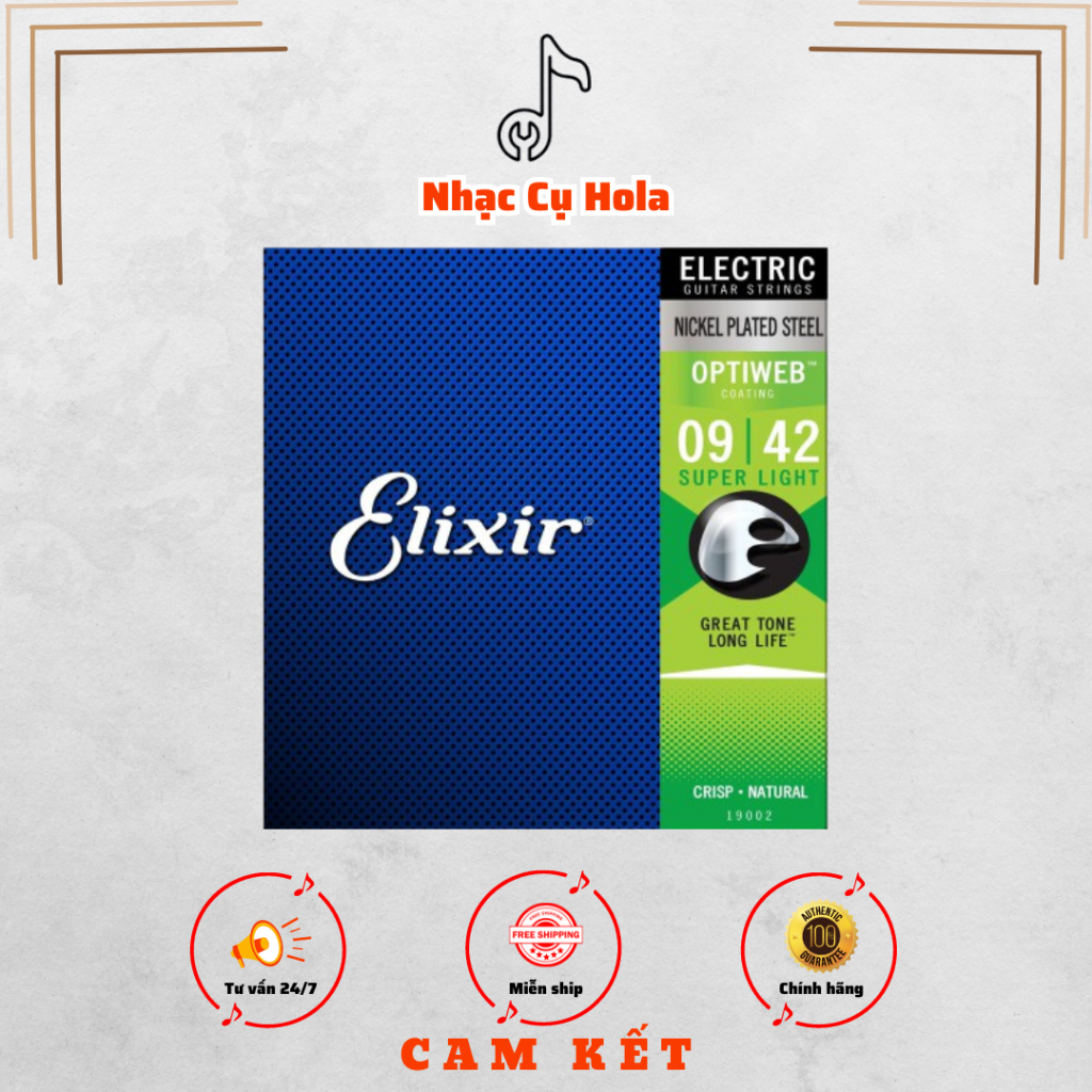 Dây đàn Guitar điện Elixir 19002 Optiweb Super Light Electric Guitar Strings 09-42