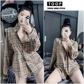 Áo Sơ Mi Thụng Kẻ BBR, Áo Sơ Mi Dáng Rộng Trẻ Trung Sành Điệu Hàn Quốc