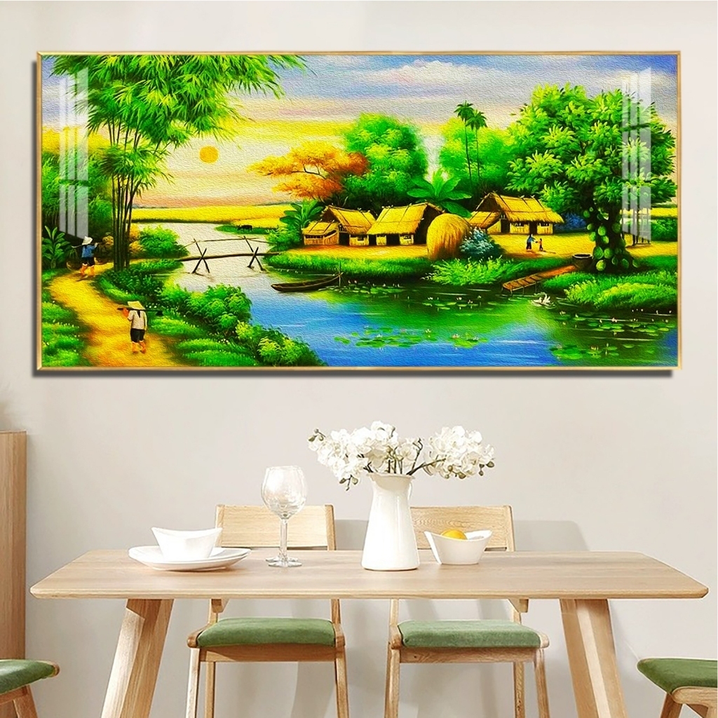 Tranh Treo Tường Tráng Gương Phong Cảnh Đồng Quê In UV 5D Cao Cấp, Decor, Phòng Khách, Quà Tặng - RẺ NHẤT THỊ TRƯỜNG
