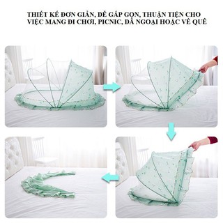 Màn chụp gấp gọn ,màn đáy bỏ nôi chống muỗi cho bé, chất liệu dày dặn