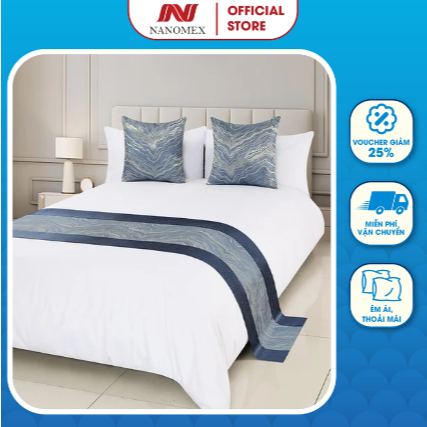 Tấm trải ga trải giường khách sạn 5 sao Nanomex vải cotton T250 và T300 trắng trơn, kẻ sọc cao cấp