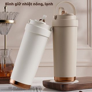  Bình giữ nhiệt  Trancy home có quai xách ly nước giữ nhiệt nóng lạnh inox 316 lót gốm cao cấp kèm ống hút 
