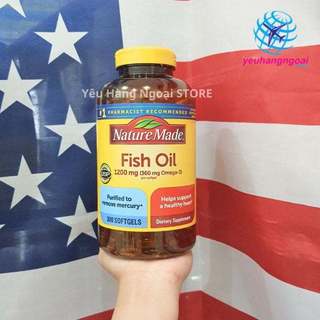 Dầu cá cao cấp Fish Oil 1200mg ( 360mg Omega-3 ) Nature Made 300 viên của Mỹ (MẪU MỚI 2024).