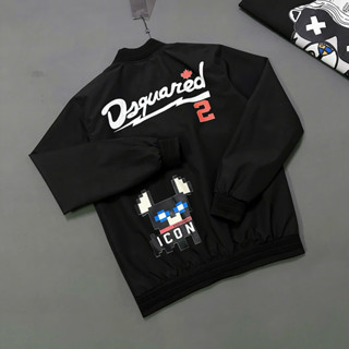 Áo khoác bomber gió nam nữ DSQ in chữ D2 tia sét lá phong phối hình chú chó Minecraft ICON 2 mặt AK198P