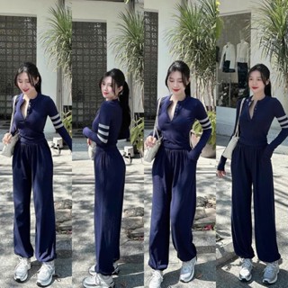 A151 SET THOME CỔ TRỤ DÀI TAY Set Bộ Đồ Nữ Sang Chảnh Cá Tính Năng Động Áo Dài Tay Mix Quần Dài Chun Gấu 2size 40-65kg