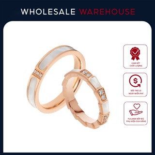Nhẫn cặp đôi Guci Nacre Couple Ring-Nhẫn xà cừ đính đá ,titan không gỉ không phai màu- Khắc tên theo yêu cầu