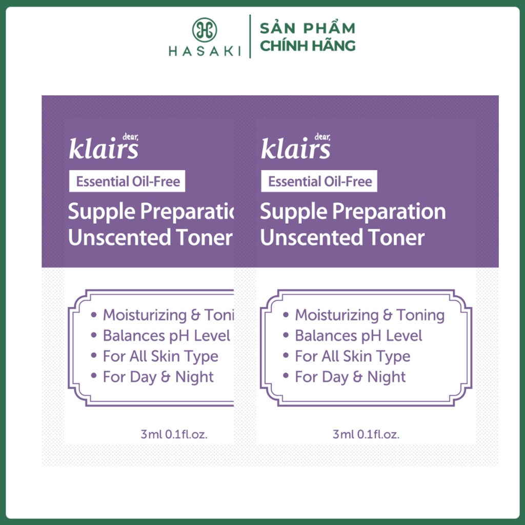 [QUÀ TẶNG KHÔNG BÁN] COMBO 2 Klairs Supple Preparation Unscented Toner mini 3ml Hasaki Chính Hãng