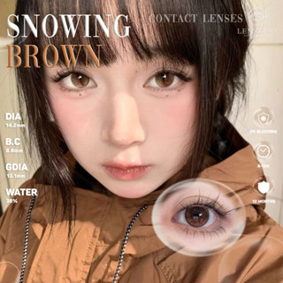 Lens Mắt Kính Áp Tròng Nâu Nhũ Tuyết Tự Nhiên Snowing Brown Size 14.2mm