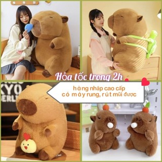 Gấu bông capybara chảy nước mũi kéo được, capybara hồng, capybara gà kéo, capybara Balo rùa, gấu bông chuột lang nước