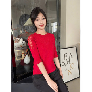 Áo kiểu len mongtoghi trung niên , áo len tay phối ren_( Ngọc Loan Shop ).
