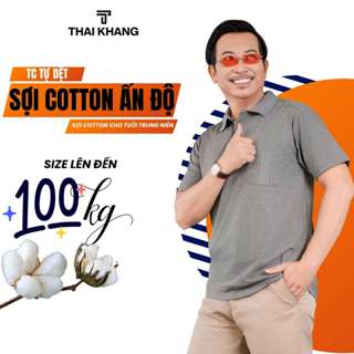 Áo thun nam trung niên Thái Khang áo thun vải cotton đẹp loại áo thun ngắn tay  thiêu túi ATK7