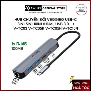 Hub chuyển đổi VegGieg USB-C 3in1 5in1 10in1 (HDMI, USB 3.0,...) V-TC03 V-TC05R V-TC05H V-TC10R - Hàng chính hãng