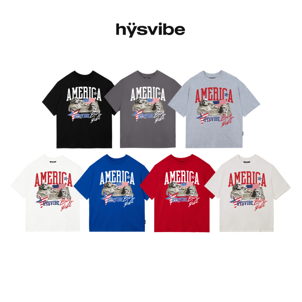 Áo thun HYS USA BOXY Cotton Cổ Tròn Nam Nữ