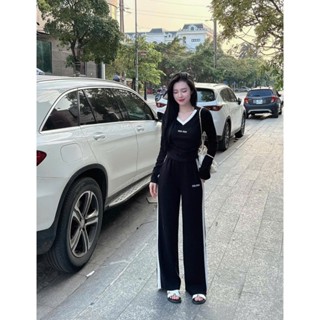 B150 SET MIUMIU CỔ TIM LÉ CỔ QUẦN Set Bộ Đồ Nữ Sang Chảnh Cá Tính Năng Động Áo Dài Tay Quần Dài Ống Suông 2size 40-65kg