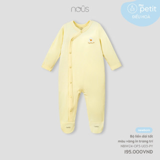 Nous Newborn Bộ  bodysuit liền thân có tất, dài tay cho bé trai - Chất liệu Nu Petit BST T9
