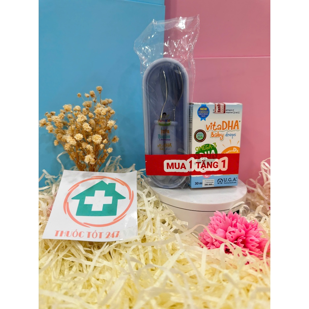Vita DHA Baby Drops, DHA cho bé, kết hợp Vitamin D3 và Vitamin E giúp bé phát triển trí não, sáng mắt, chắc xương