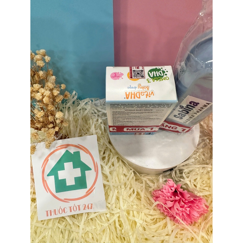 Vita DHA Baby Drops, DHA cho bé, kết hợp Vitamin D3 và Vitamin E giúp bé phát triển trí não, sáng mắt, chắc xương
