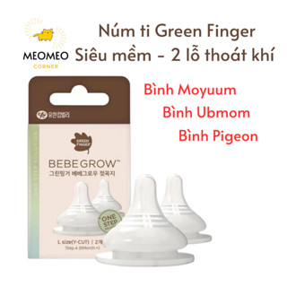 Núm ti Green Finger BebeGrow Hàn quốc, siêu mềm 2 van thoát khí phù hợp bình GreenFinger Moyuum, Ubmom, Pigeon...