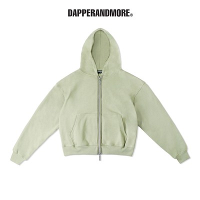 Áo Khoác Hoodie DAPPERANDMORE Form ''BOXY UNIFORM ZIPPED HOODIE" Vải Nỉ Chân Cua 100% Cotton 450GSM - Xanh Cốm