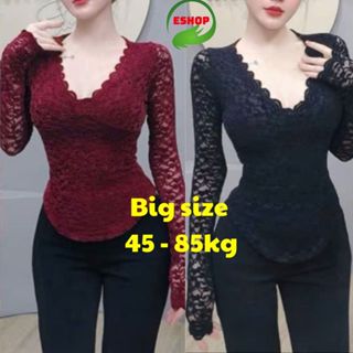 Áo Thun nữ Tay Dài Bigsize Vải Ren Lưới ESHOP Áo Thun Nữ Dài Tay Kiểu Trời Trang Thiết Kế Đẹp Dễ Thương Ôm Body MS273