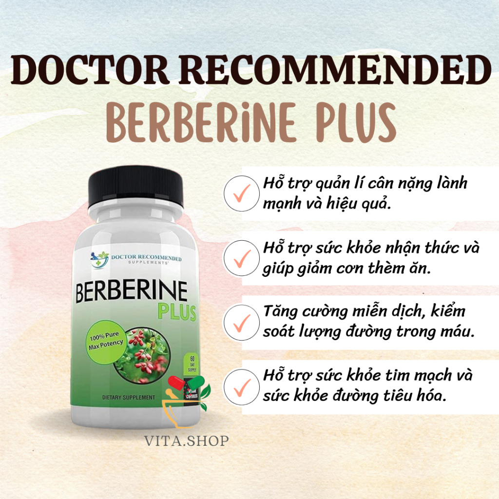 Doctor Recommended Berberine Plus 1200mg - Viên Uống Hỗ Trợ Miễn Dịch,Tim Mạch Và Chuyển Hóa Glucose