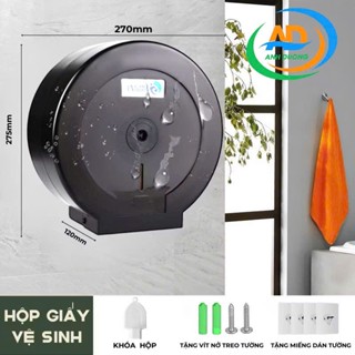  Hộp Đựng Giấy Vệ Sinh Công Nghiệp Màu Đen – Nhựa Cứng Chống Va Đập – Tặng 3 Miếng Dán Tường 