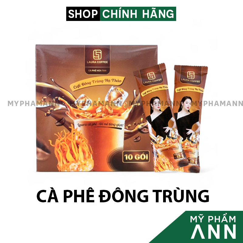Cà Phê Đông Trùng Hạ Thảo Laura Coffee Chính Hãng Hộp 10 gói