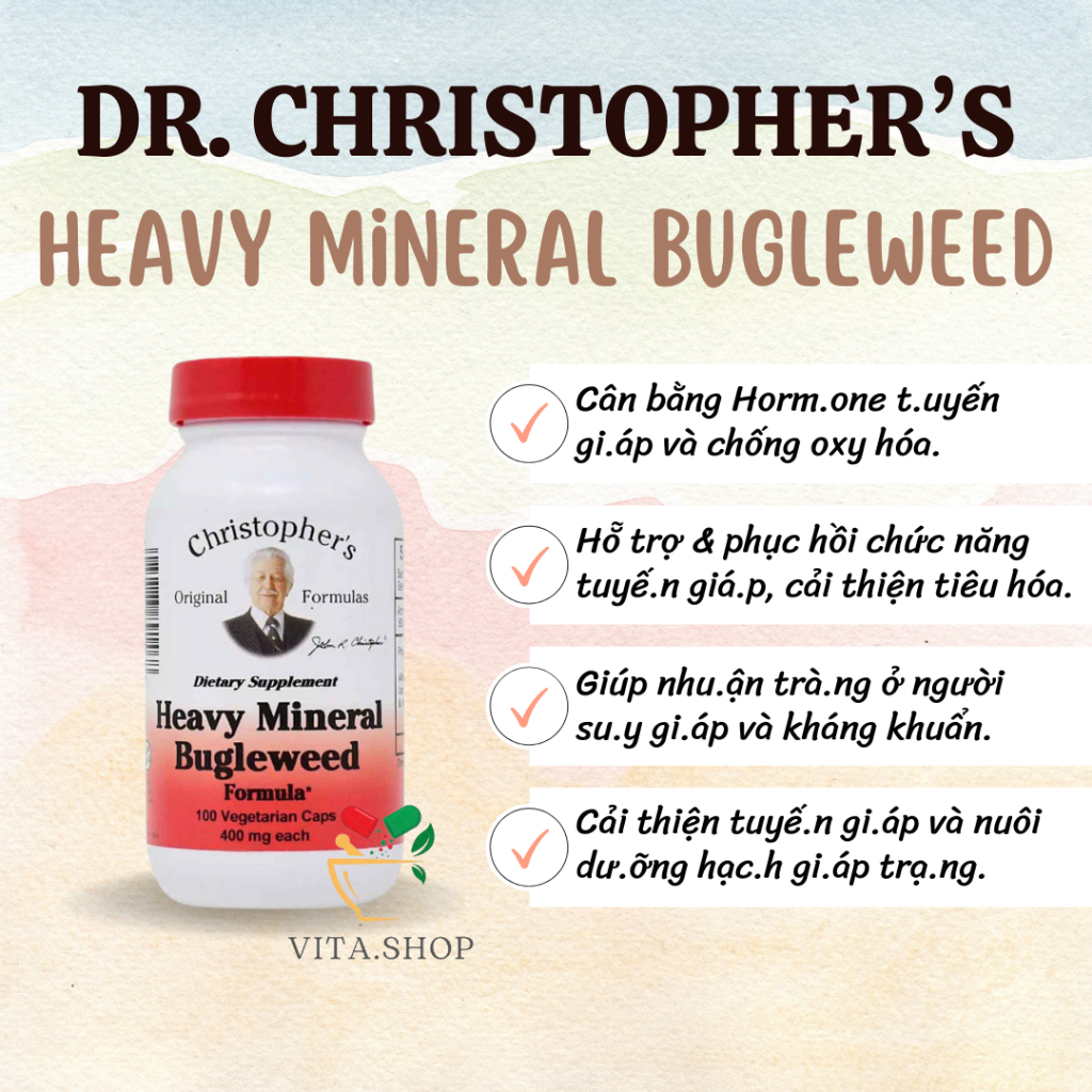 Dr.Christopher’s Heavy Mineral Bugleweed Formula 400mg - Viên Hỗ Trợ Phục Hồi Chức Năng Tuyến Giáp