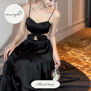 Váy lụa 2 dây nơ ngực hở eo dài 3 tầng - Impression - Thiết kế Julie.S