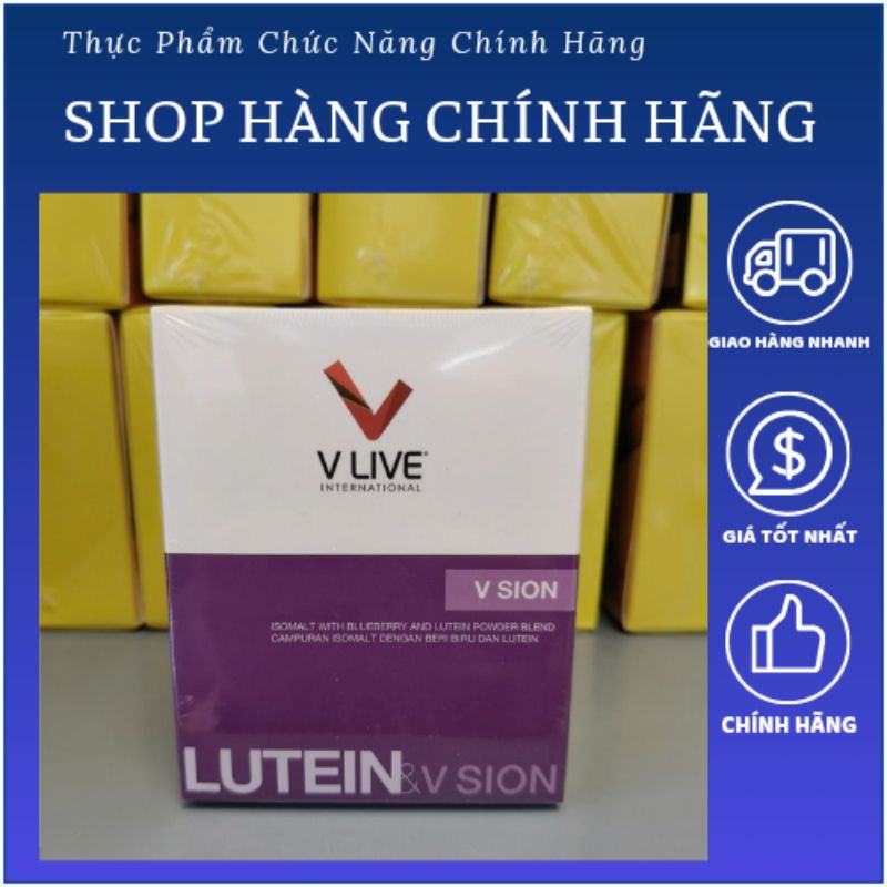 Khỏe đôi mắt Vsion Lutein Vlive international giúp tăng cường thị lực giảm mỏi mắt.