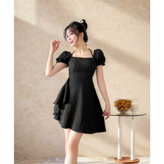 Đầm nữ dáng ngắn vải gấm thiết kế vạt xéo sang trọng - KOOKY HOUSE - ĐẦM IRIS DRESS