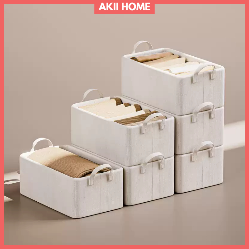Hộp đựng quần áo, có khung thép trượt, mặt đáy bảng MDF/PP bọc vải, gấp gọn tiện lợi 26L Akii Home TD58