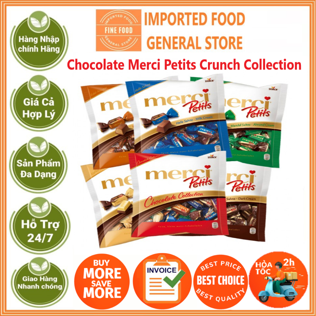 Chocolate Merci Petits Crunch Collection 125gr (6 loại)