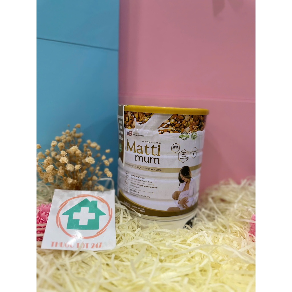 Sữa hạt lợi sữa Matti Mum 100% đạm thực vật cho mẹ sau sinh - Hộp 650g