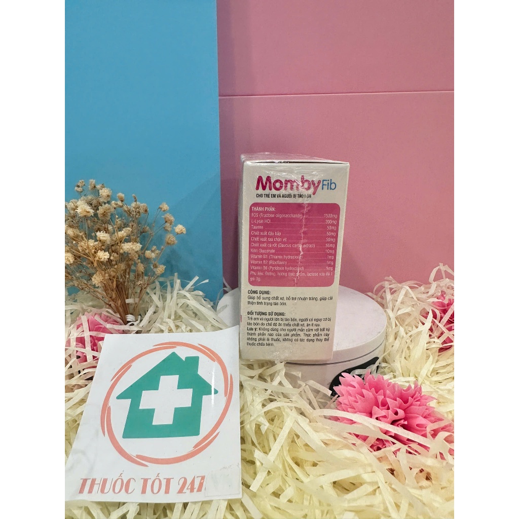 Cốm MOMBYFIB Hồng - Cốm vi sinh MOMBY FIB Hồng chống táo bón cho mẹ và bé ( hộp 12 gói)