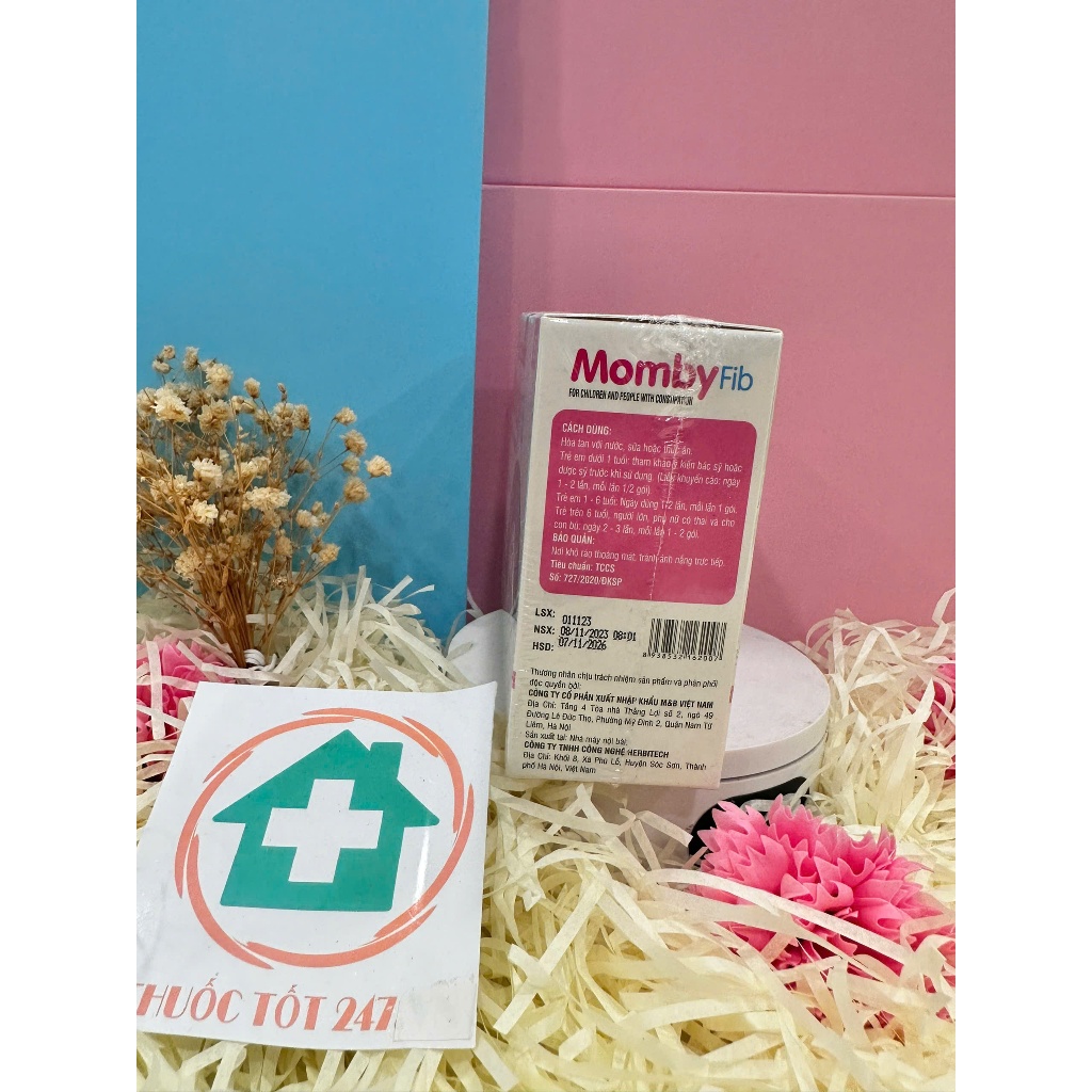 Cốm MOMBYFIB Hồng - Cốm vi sinh MOMBY FIB Hồng chống táo bón cho mẹ và bé ( hộp 12 gói)